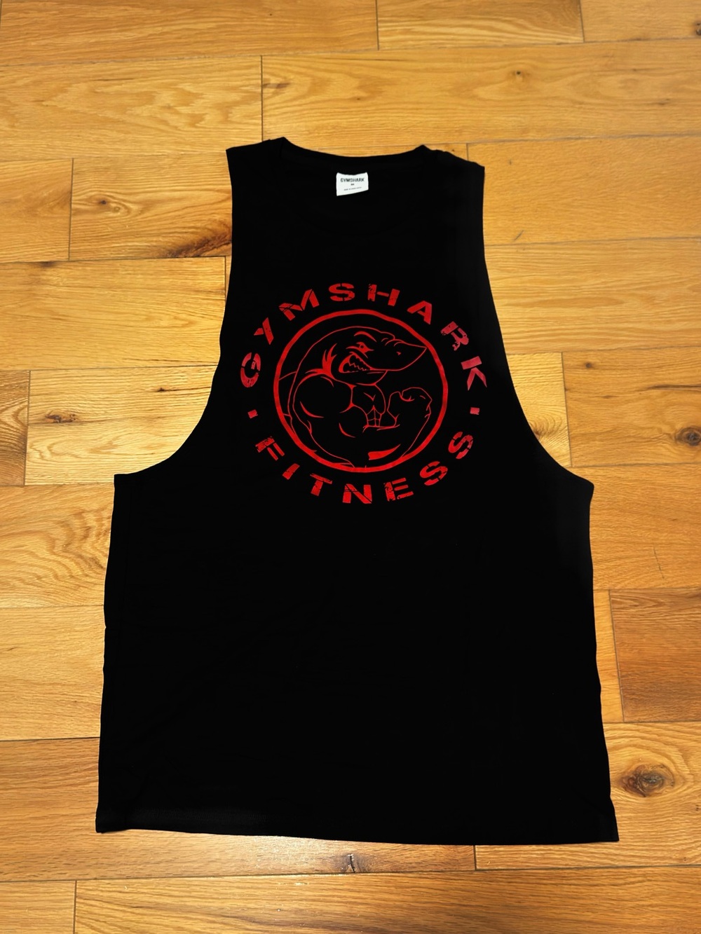 Gymshark Men’s Black Tank with Red Logo - Tank Top